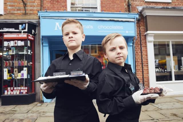 Archie and Callum outside Montezuma's in East Street, Chichester